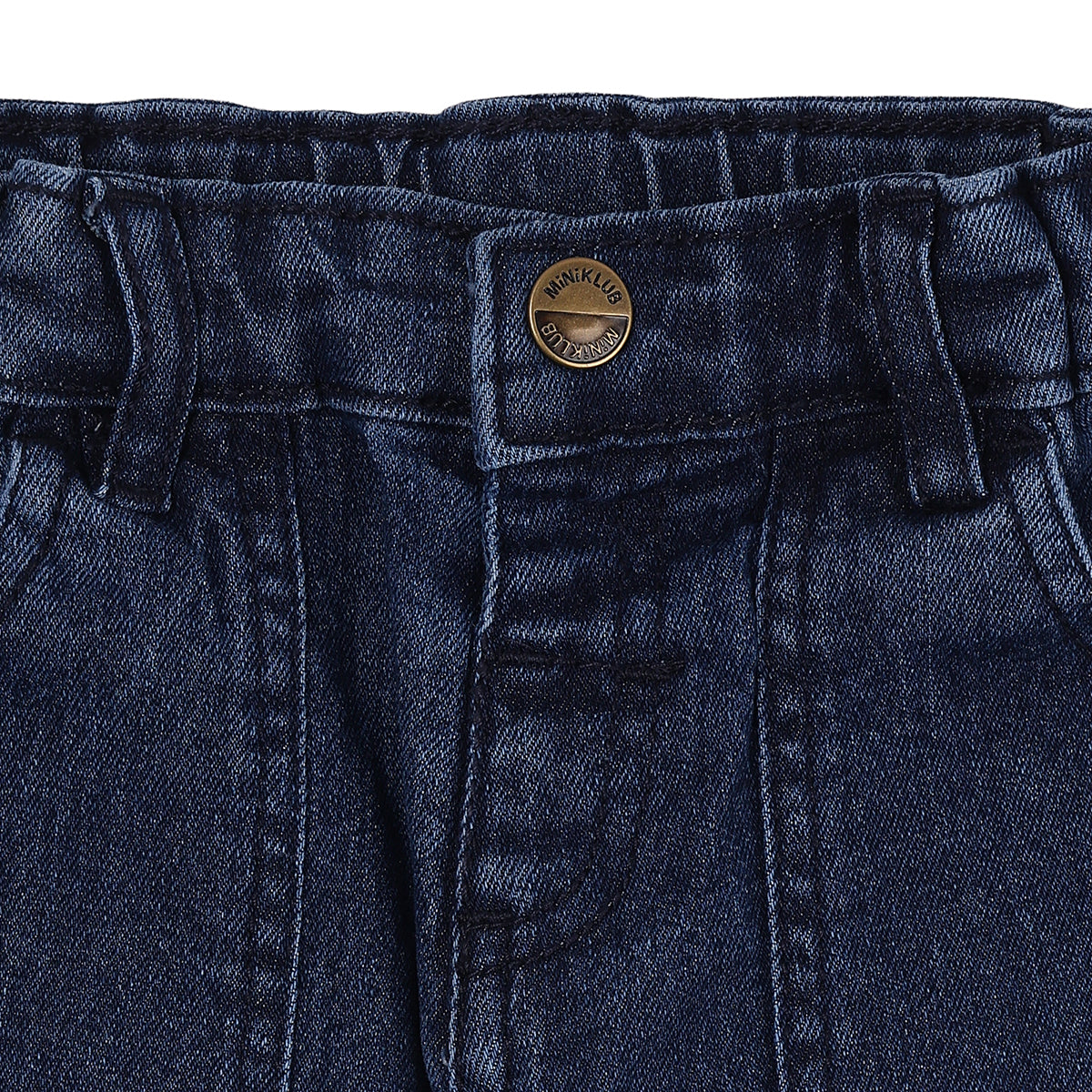 Baby Boys Dark Blue Cotton Blend Denim Pants Regular Fit Casual Wear