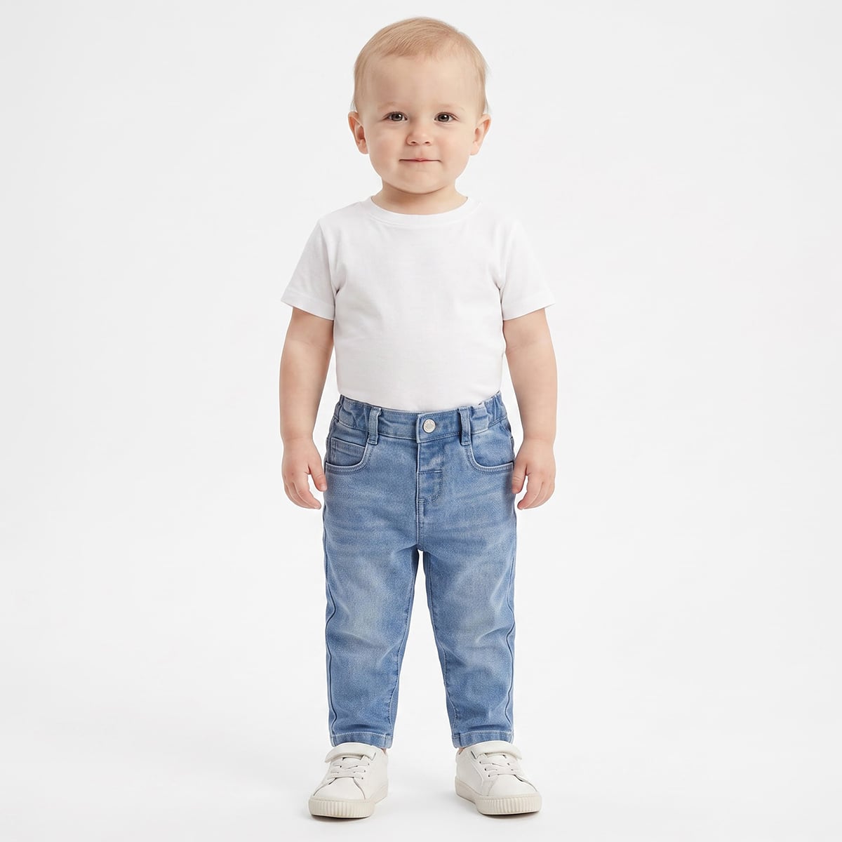 Baby Boys Light Blue Cotton Denim Jeans Regular Fit Casual Wear