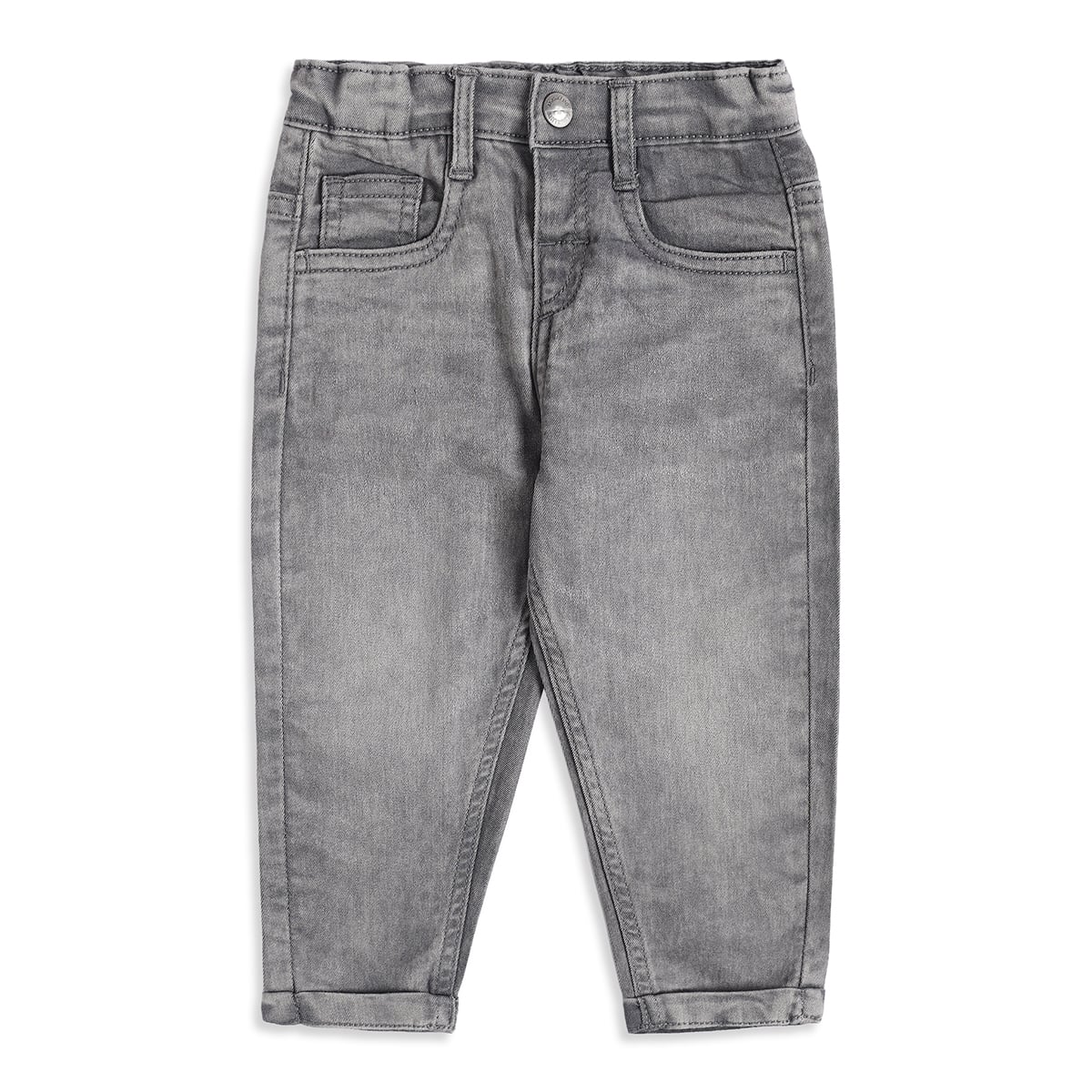Baby Boys Grey Washed Denim Pants Regular Fit Casual Wear