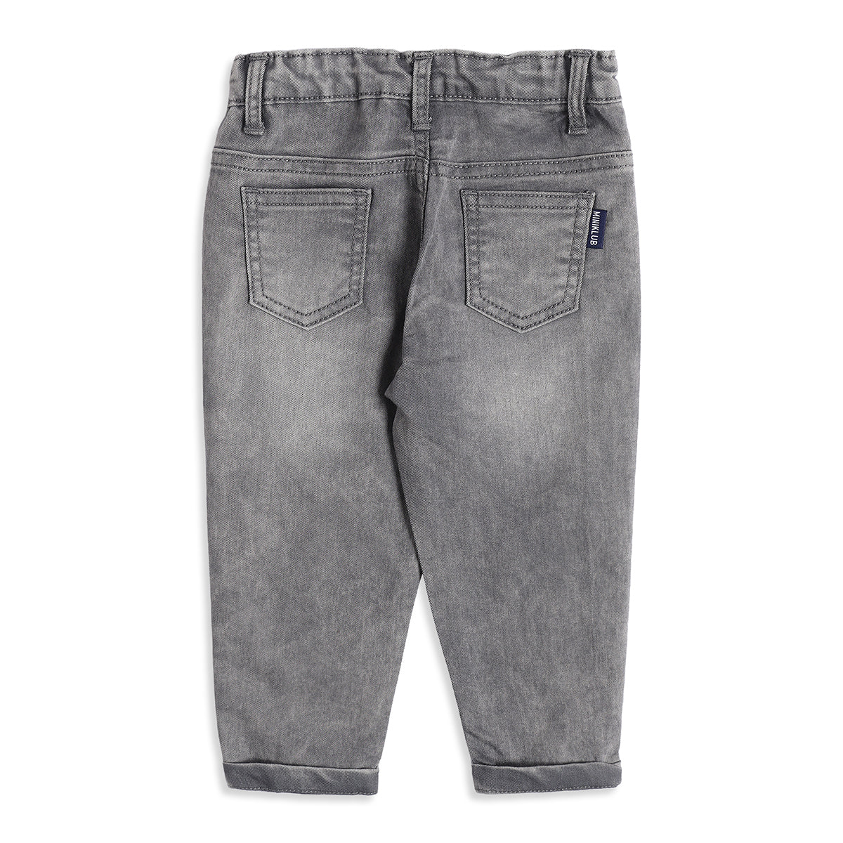 Baby Boys Grey Washed Denim Pants Regular Fit Casual Wear