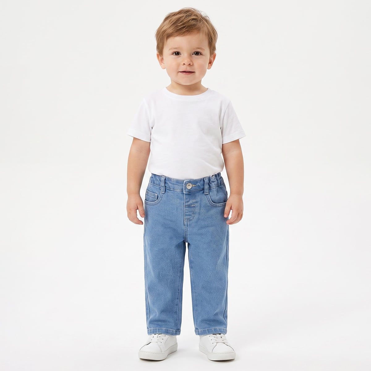 Baby Boys Light Blue Denim Pants Regular Fit Casual Wear