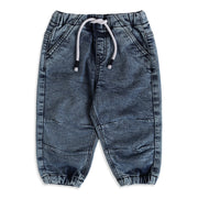 Baby Boys Blue Cotton Denim Joggers Regular Fit Casual Wear
