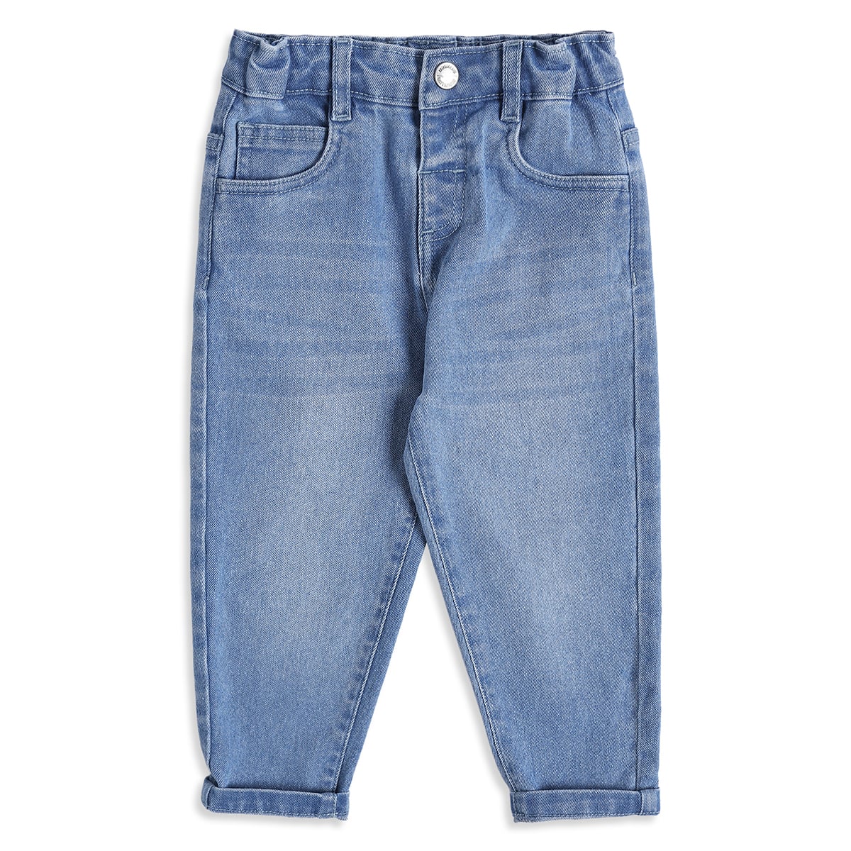 Baby Boys Light Blue Washed Denim Pants Regular Fit Casual Wear