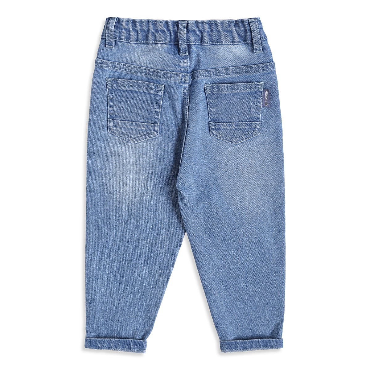 Baby Boys Light Blue Washed Denim Pants Regular Fit Casual Wear