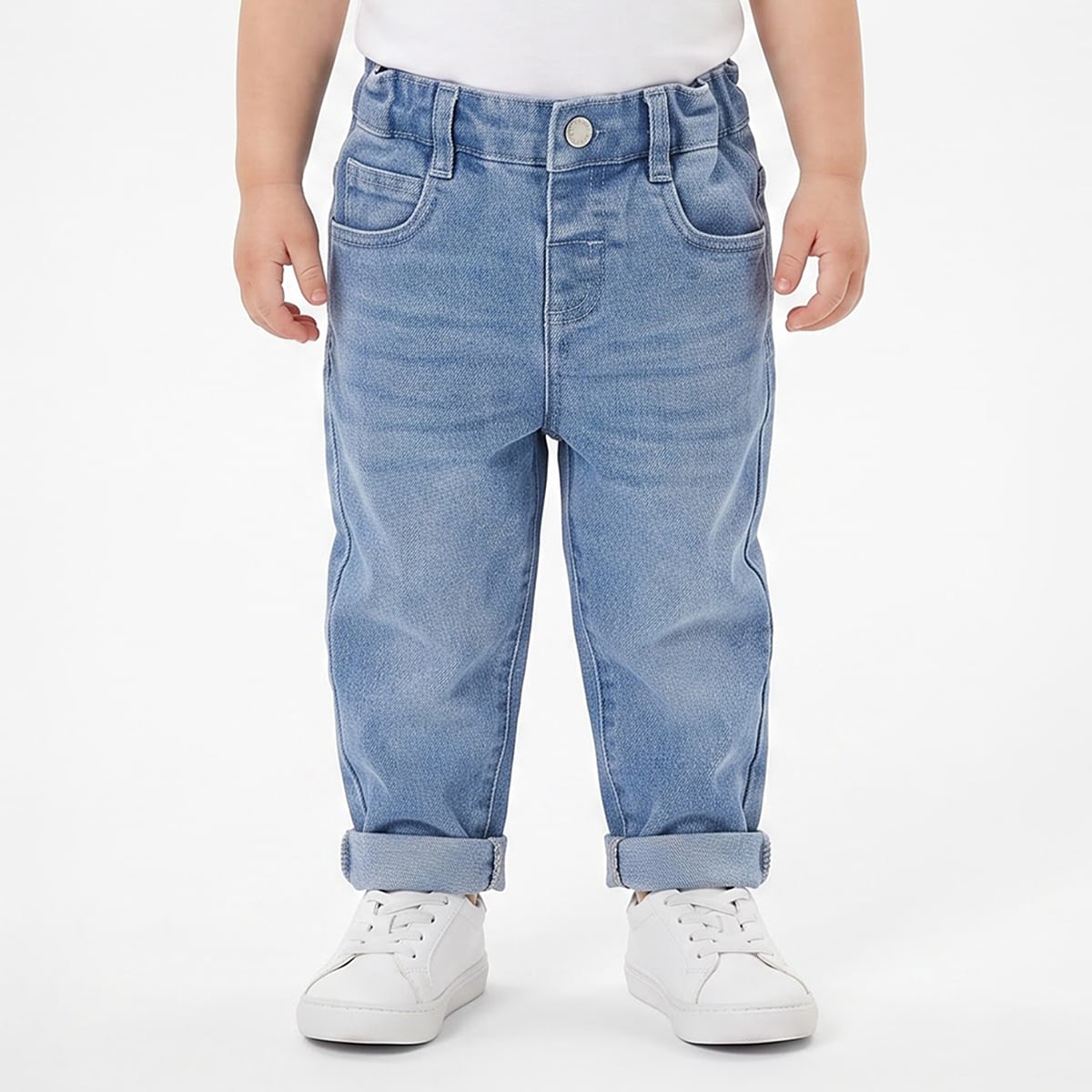 Baby Boys Light Blue Washed Denim Pants Regular Fit Casual Wear