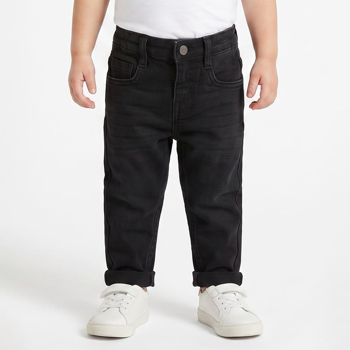 Baby Boys Black Washed Denim Pants Regular Fit Casual Wear
