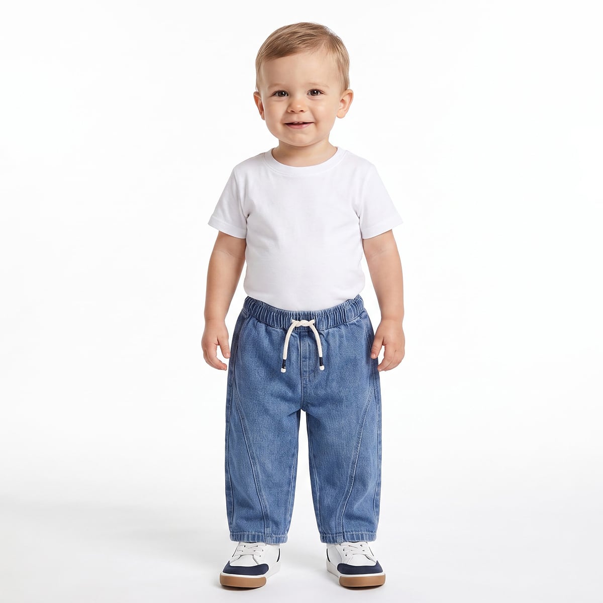 Baby Boys Blue Denim Jogger Pants Regular Fit Casual Wear