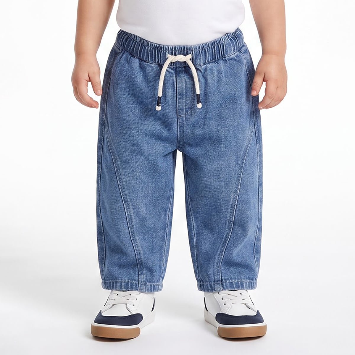 Baby Boys Blue Denim Jogger Pants Regular Fit Casual Wear