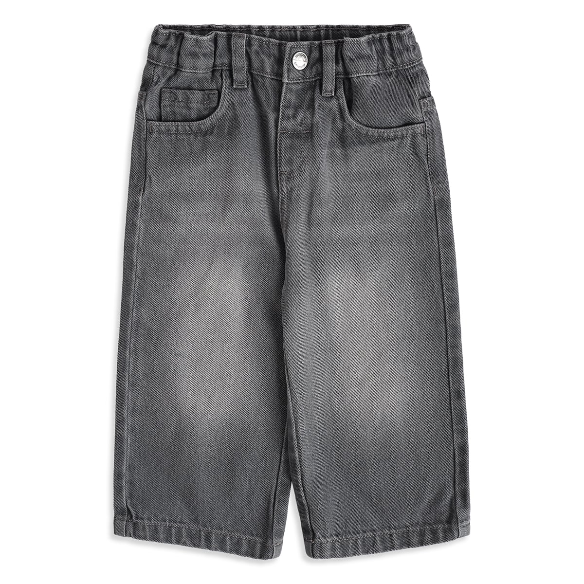 Baby Boys Grey Cotton Denim Wide-Leg Pants Regular Casual Wear