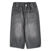 Baby Boys Grey Cotton Denim Wide-Leg Pants Regular Casual Wear
