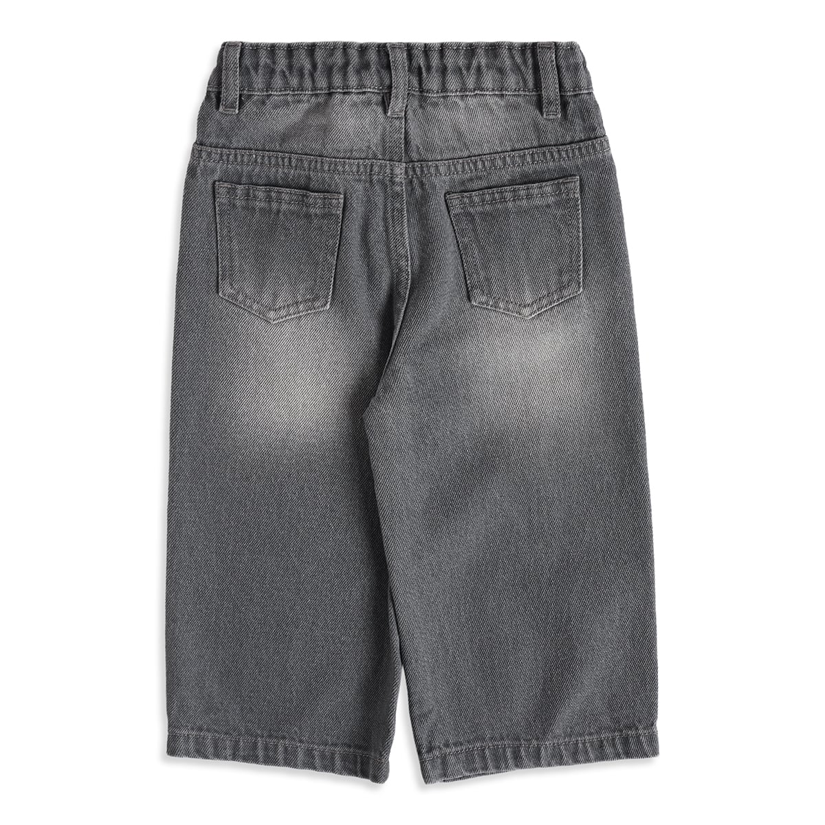 Baby Boys Grey Cotton Denim Wide-Leg Pants Regular Casual Wear