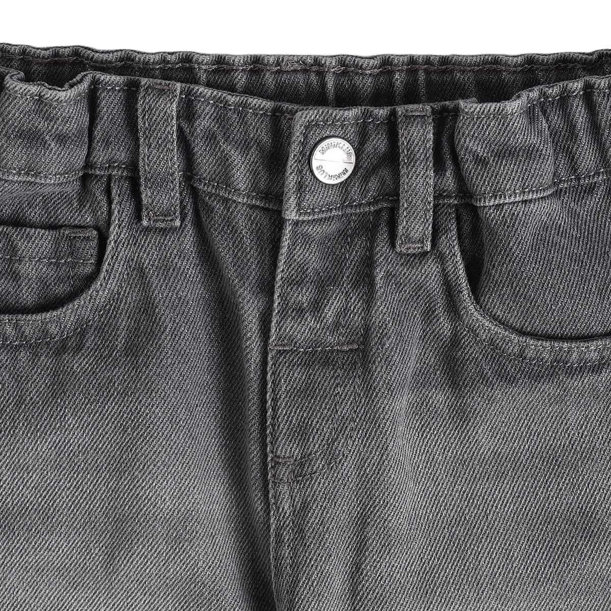 Baby Boys Grey Cotton Denim Wide-Leg Pants Regular Casual Wear