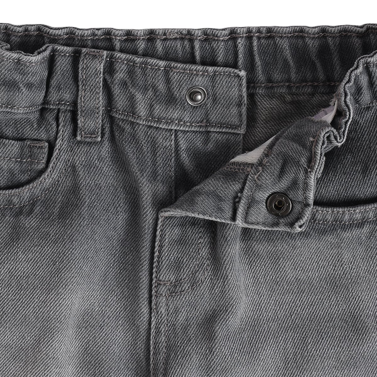 Baby Boys Grey Cotton Denim Wide-Leg Pants Regular Casual Wear