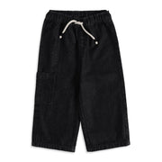 Baby Boys Black Cotton Denim Cargo Pants Wide-Leg Casual Wear