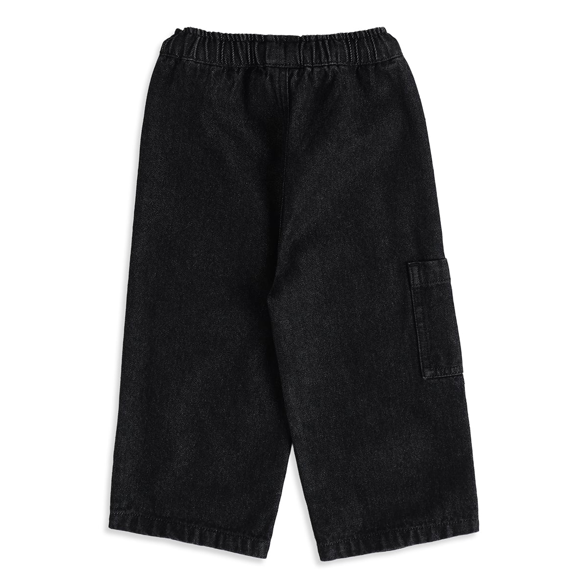Baby Boys Black Cotton Denim Cargo Pants Wide-Leg Casual Wear