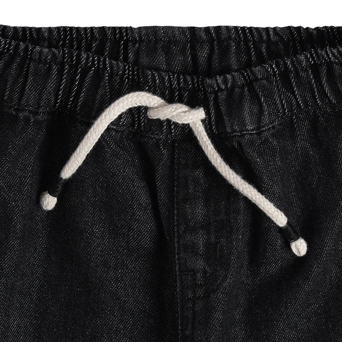 Baby Boys Black Cotton Denim Cargo Pants Wide-Leg Casual Wear