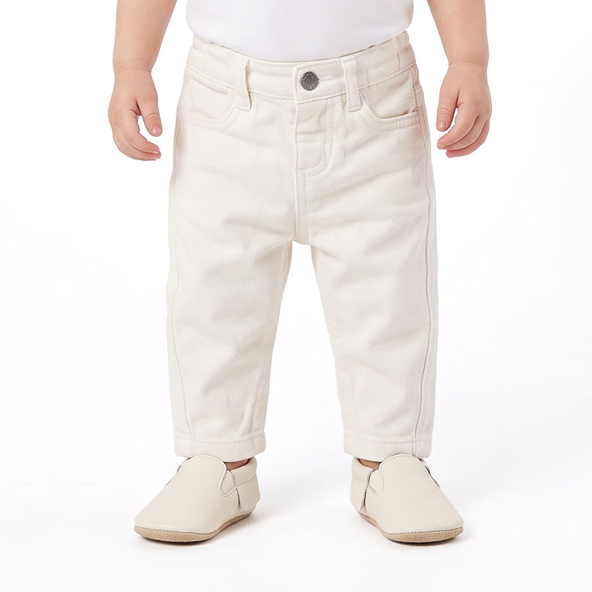 Baby Boys White Cotton Denim Shorts Regular Casual Wear