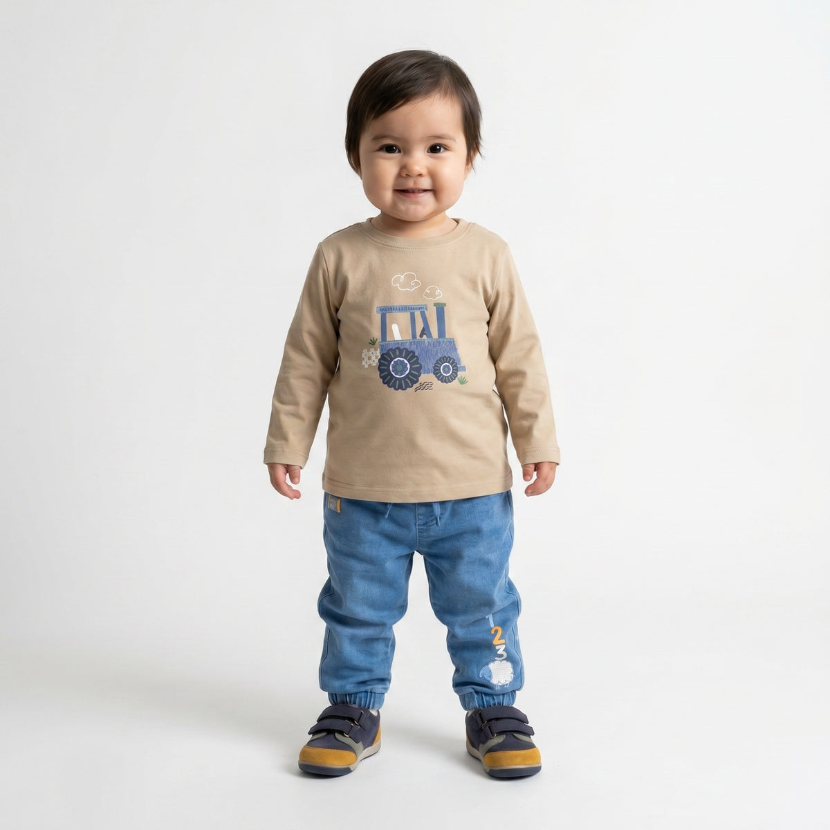 Baby Boys Blue Sheep Printed Denim Pant Regular Fit Casual Wear