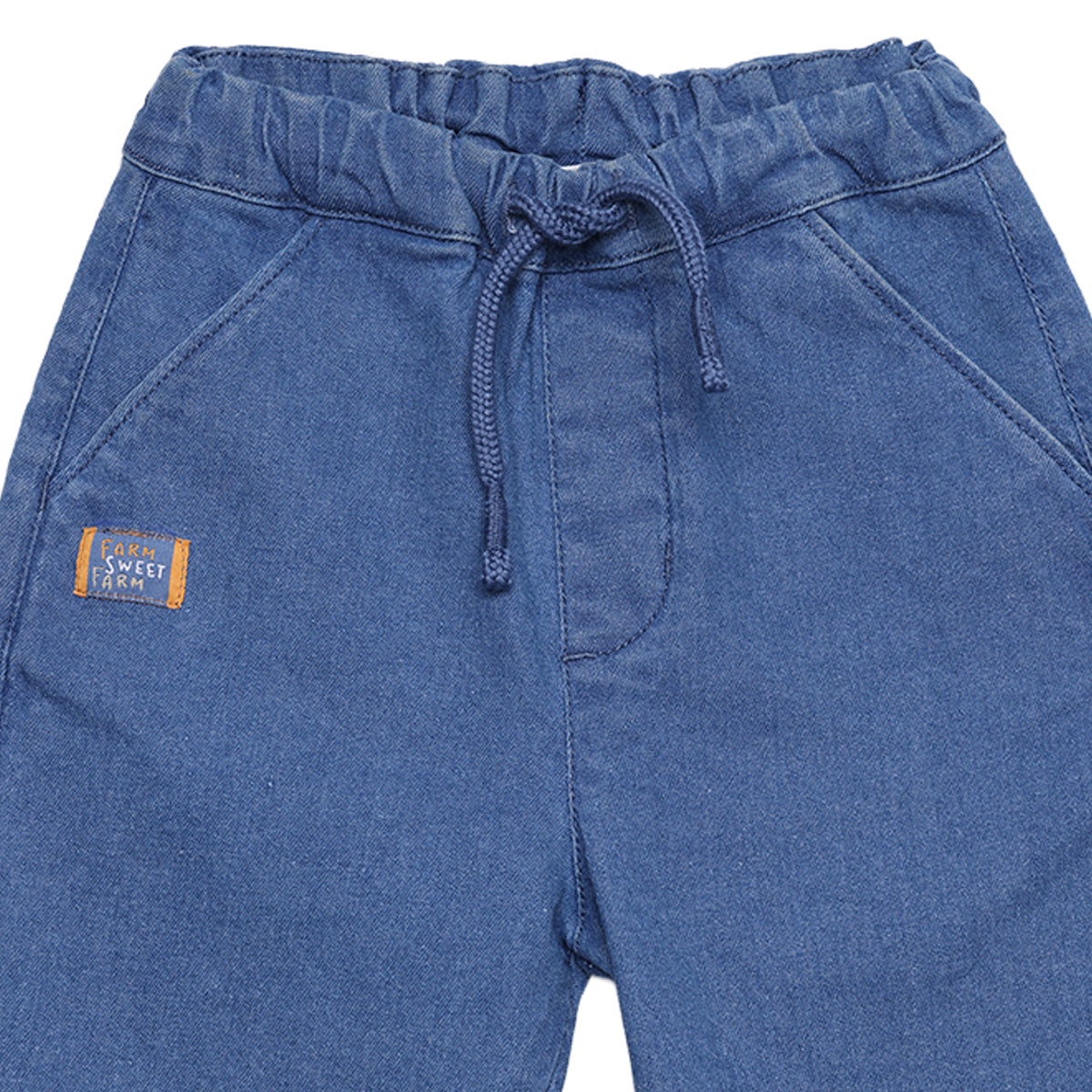 Baby Boys Blue Sheep Printed Denim Pant Regular Fit Casual Wear