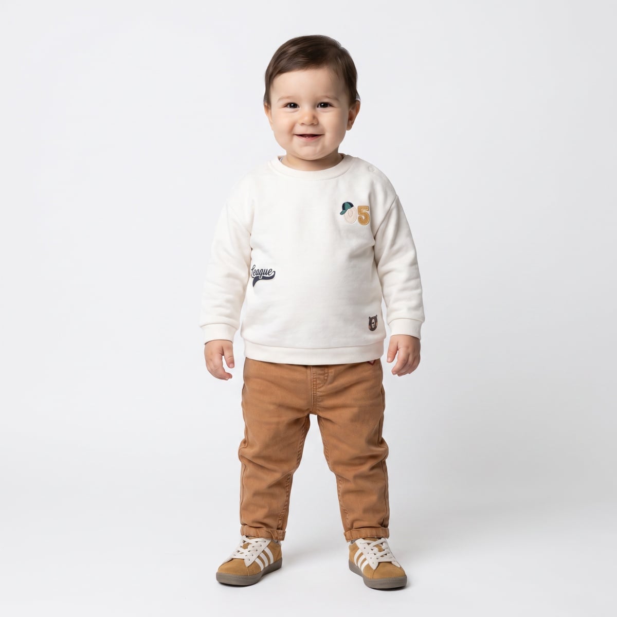 Baby Boys Brown Cotton Denim Pant  Regular Fit Casual Wear