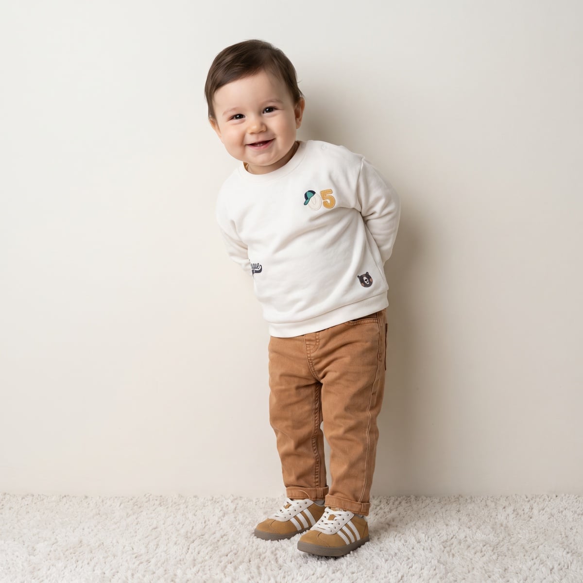 Baby Boys Brown Cotton Denim Pant  Regular Fit Casual Wear