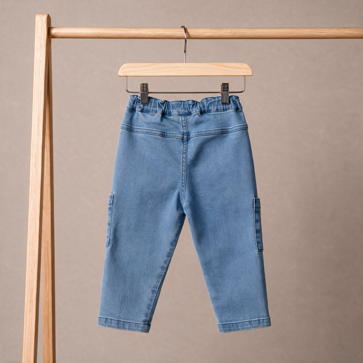 Baby Boys Light Blue Cotton Blend Embroidered Denim Pants Regular Fit Casual Wear