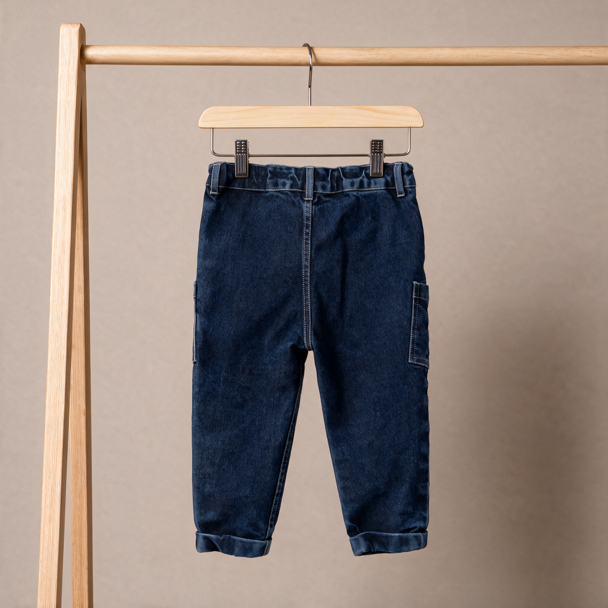 Baby Boys Dark Blue Cotton Blend Vehicle Embroidered Denim Pants Regular Fit Casual Wear