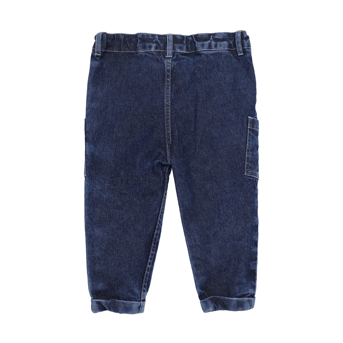 Baby Boys Dark Blue Cotton Blend Vehicle Embroidered Denim Pants Regular Fit Casual Wear