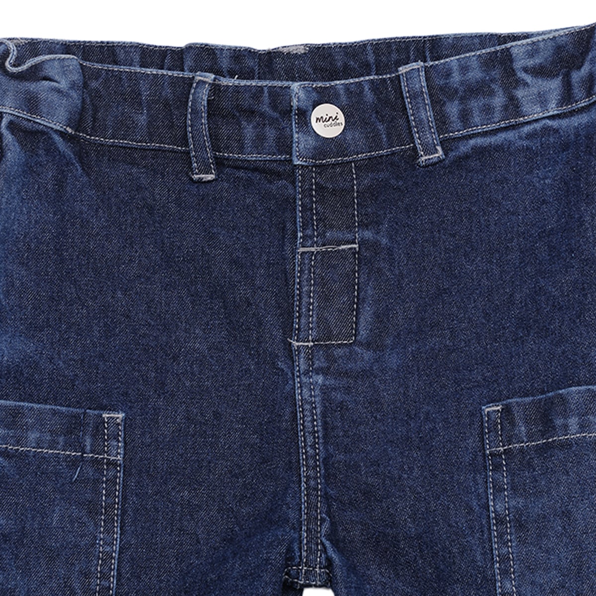 Baby Boys Dark Blue Cotton Blend Vehicle Embroidered Denim Pants Regular Fit Casual Wear