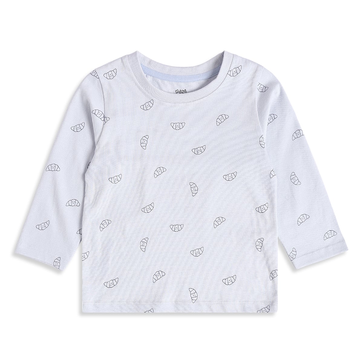 Baby Boys Light Blue And Navy Cotton Croissant Printed T-Shirt And Dungaree Set Regular Fit Casual Wear