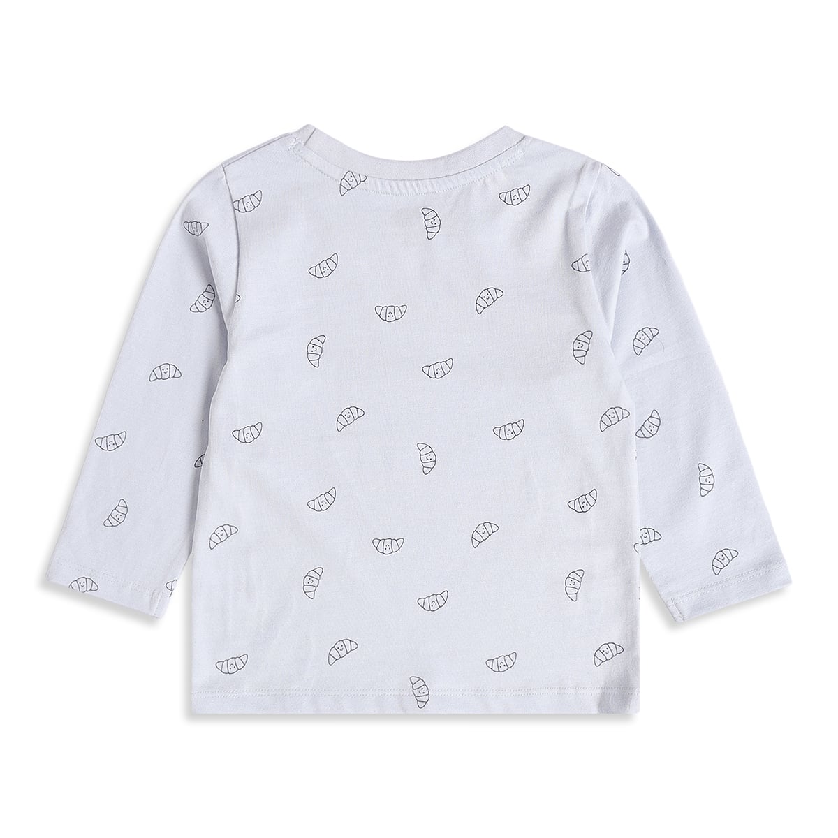 Baby Boys Light Blue And Navy Cotton Croissant Printed T-Shirt And Dungaree Set Regular Fit Casual Wear