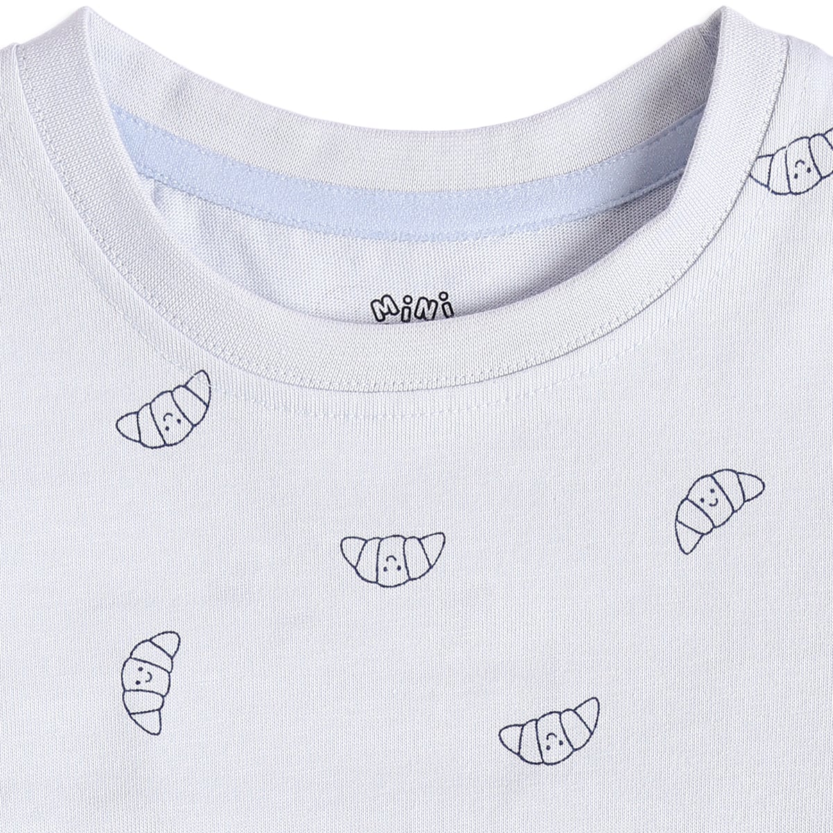 Baby Boys Light Blue And Navy Cotton Croissant Printed T-Shirt And Dungaree Set Regular Fit Casual Wear