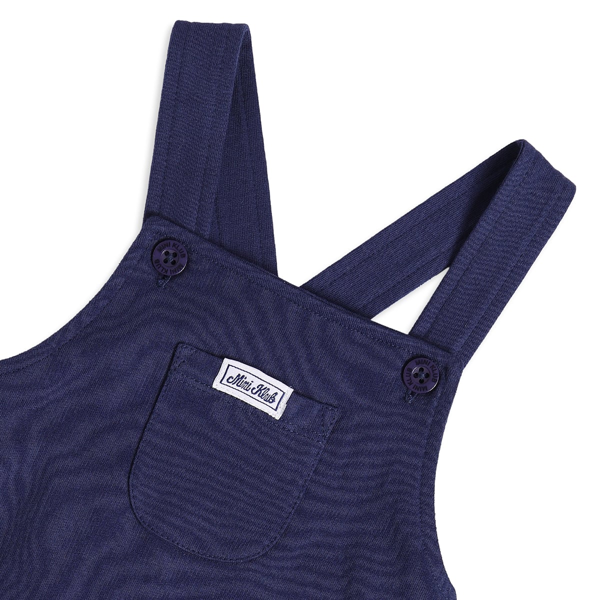 Baby Boys Light Blue And Navy Cotton Croissant Printed T-Shirt And Dungaree Set Regular Fit Casual Wear
