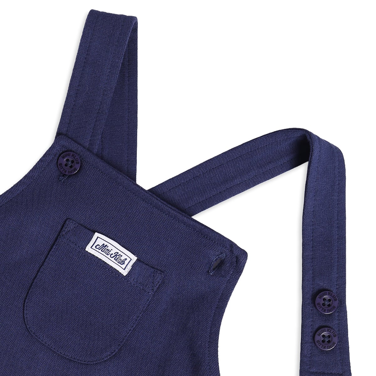 Baby Boys Light Blue And Navy Cotton Croissant Printed T-Shirt And Dungaree Set Regular Fit Casual Wear