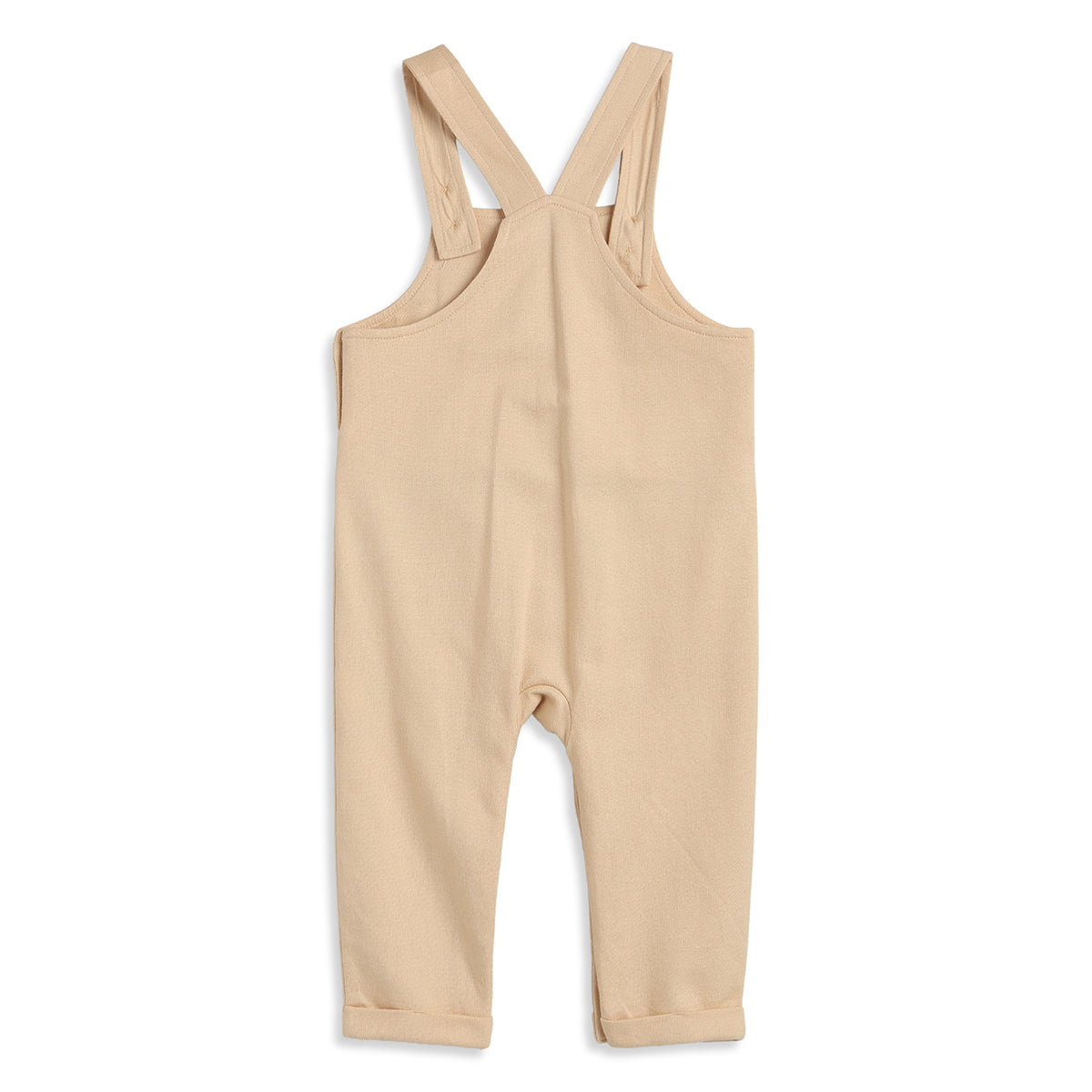 Baby Boys Beige Dungaree with Orange Full Sleeves T-Shirt Casual Outfit Set