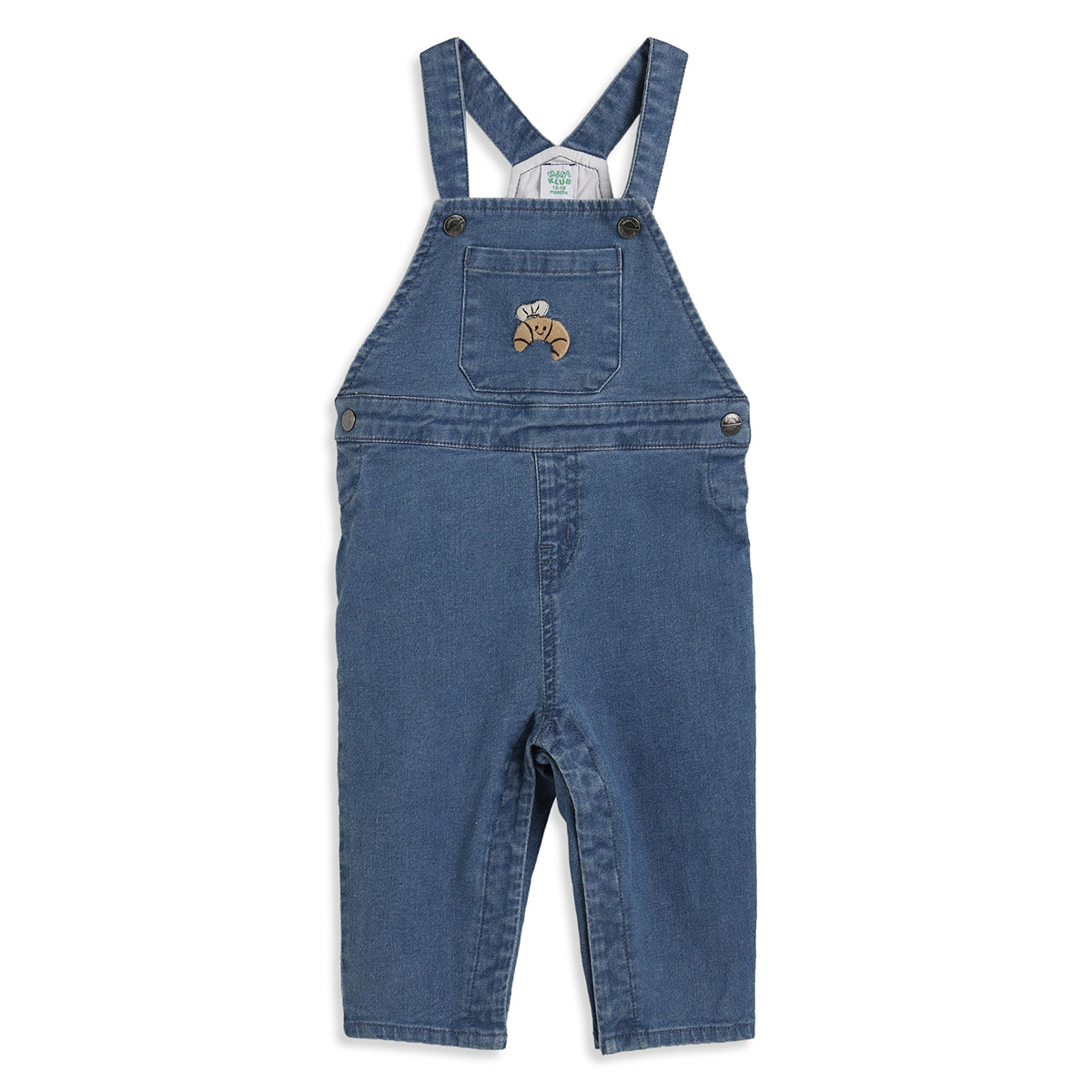 Baby Boys Blue Denim Dungaree with White & Navy Striped Full Sleeves T-Shirt Casual Outfit Set