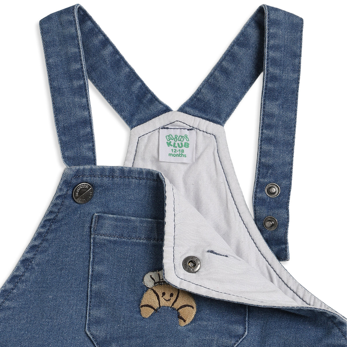 Baby Boys Blue Denim Dungaree with White & Navy Striped Full Sleeves T-Shirt Casual Outfit Set