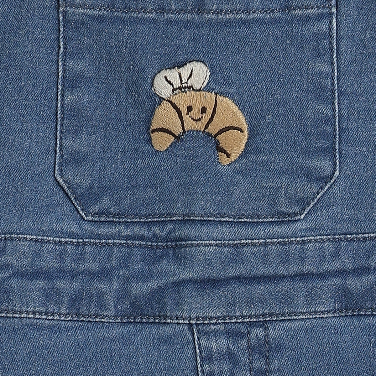 Baby Boys Blue Denim Dungaree with White & Navy Striped Full Sleeves T-Shirt Casual Outfit Set