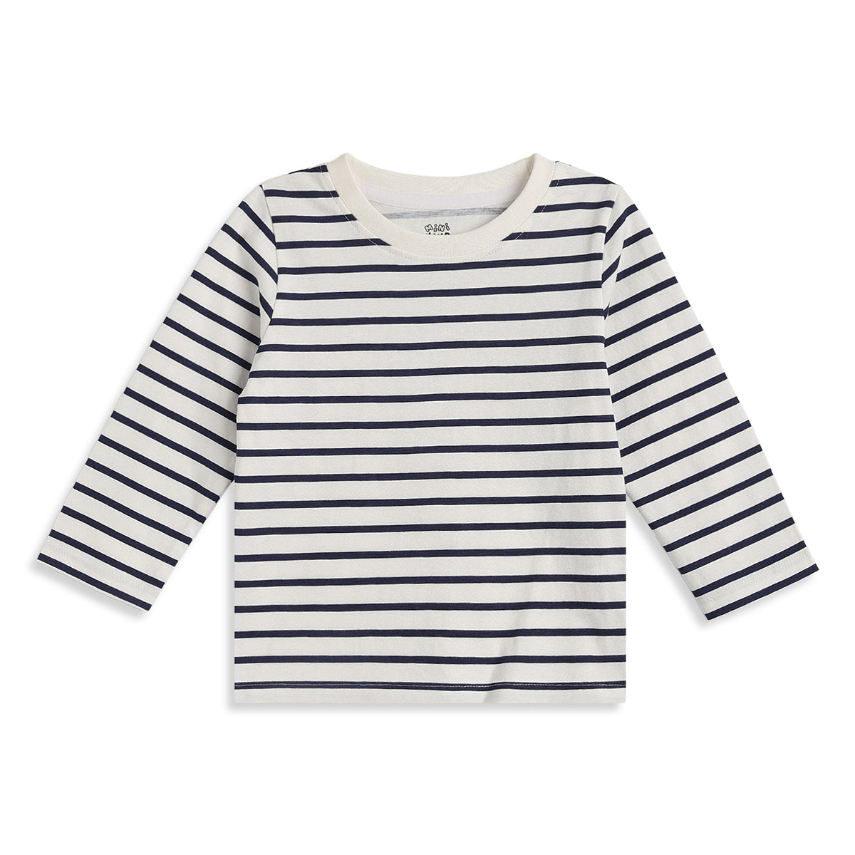 Baby Boys Blue Denim Dungaree with White & Navy Striped Full Sleeves T-Shirt Casual Outfit Set