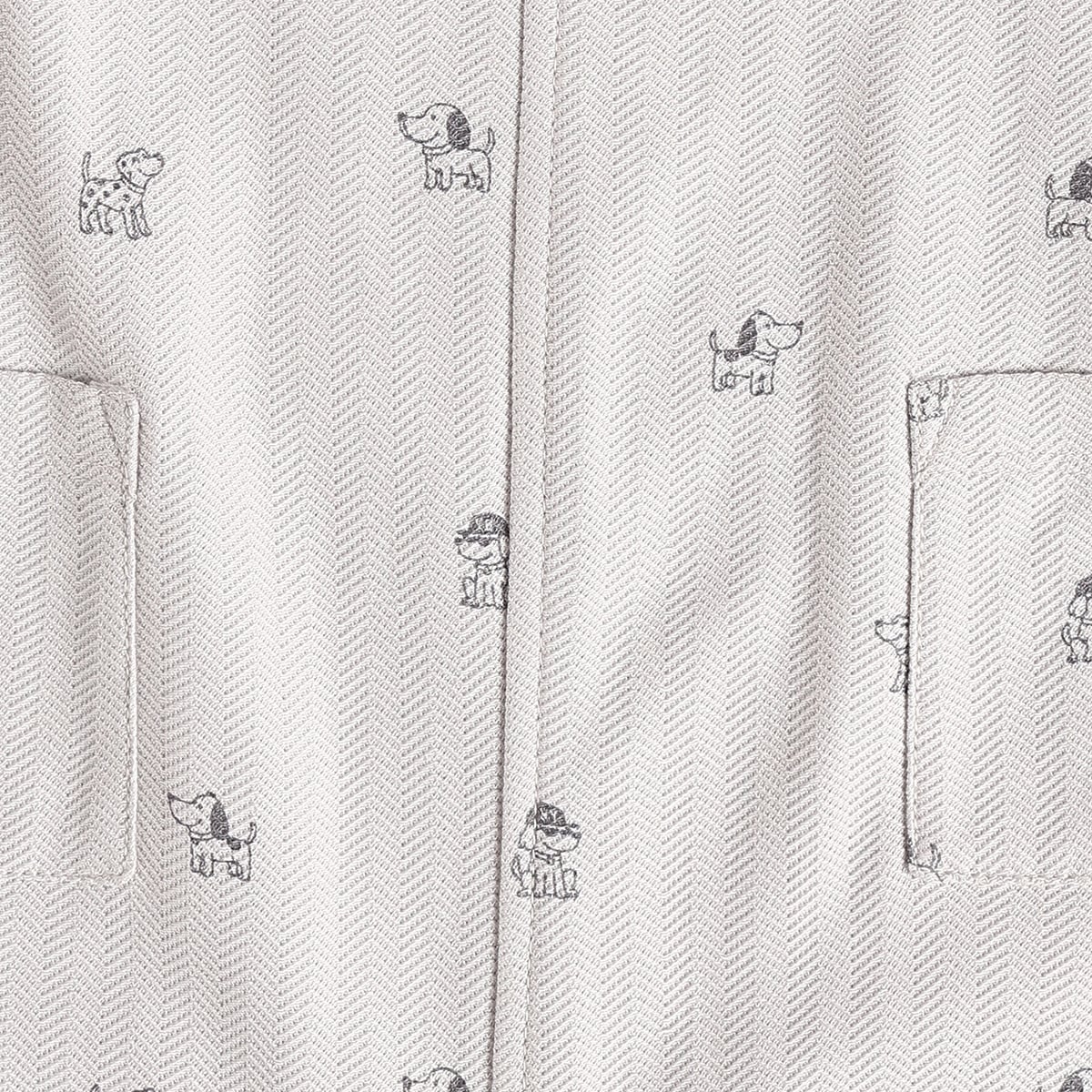 Baby Boys Grey And Off White Cotton Blend Dog Printed Dungaree Set Pack of 1 Regular Fit Casual Wear