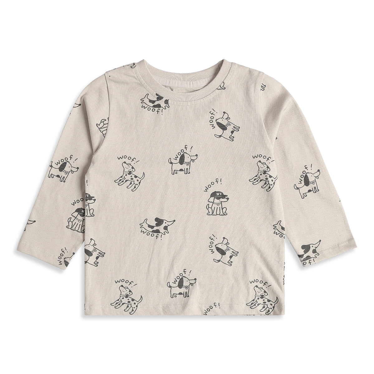 Baby Boys Black Dungaree with White Dog Print Full Sleeves T-Shirt Casual Outfit Set