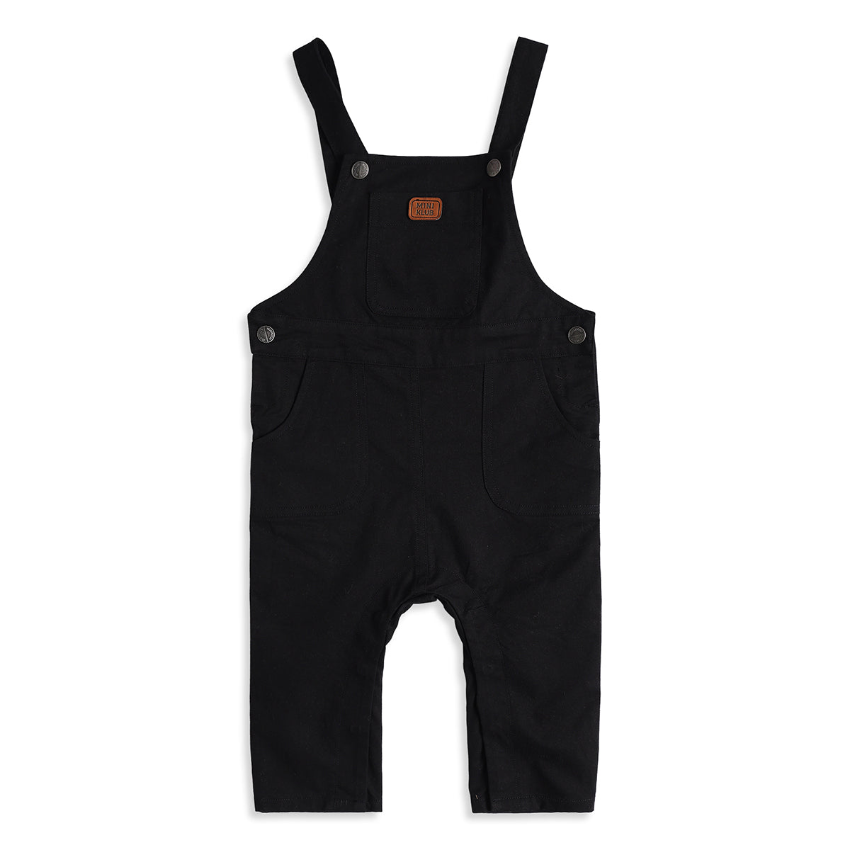 Baby Boys Black Dungaree with White Dog Print Full Sleeves T-Shirt Casual Outfit Set