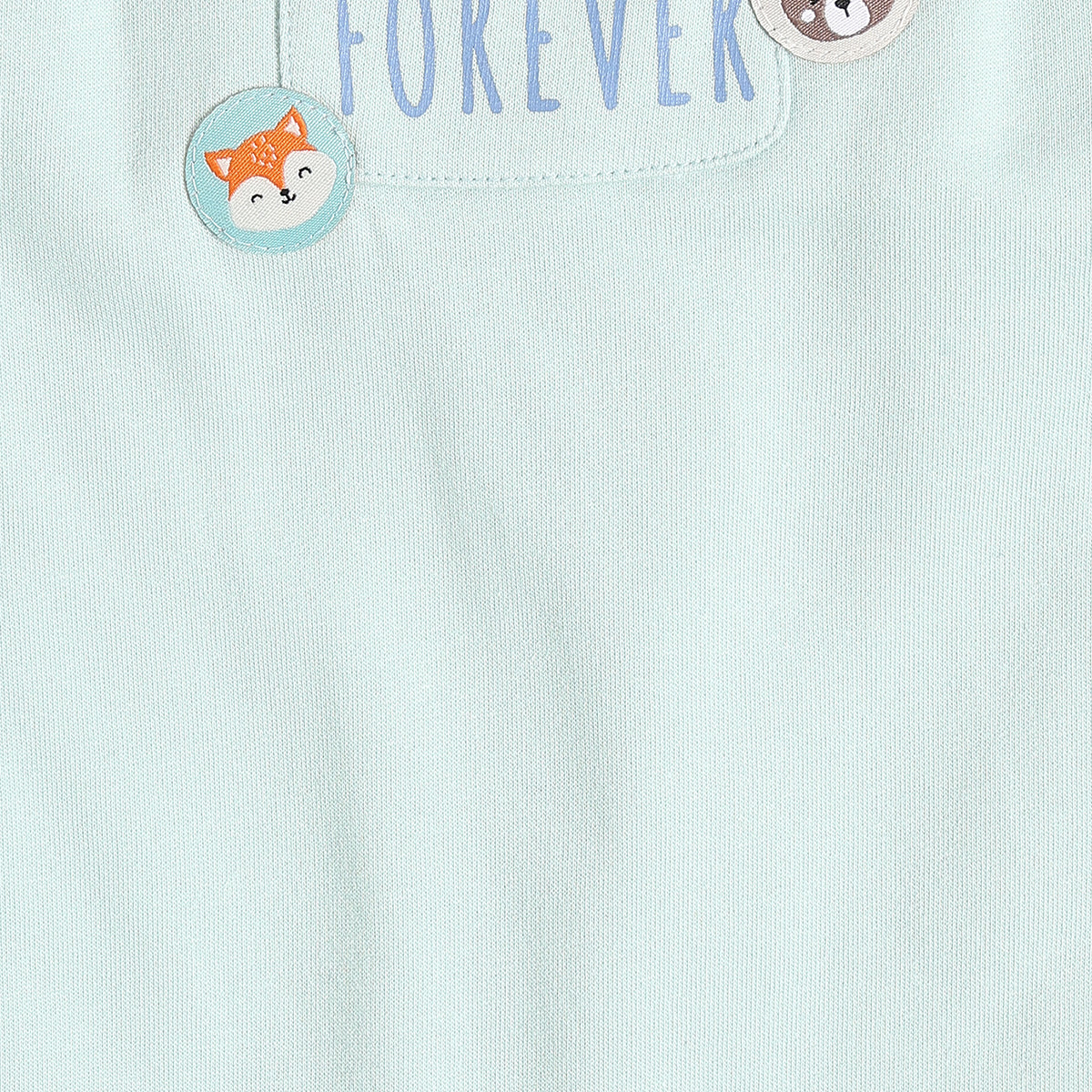 Baby Boys Mint Green and Cream Animal Printed T-Shirt and Dungaree Set Regular Fit Casual Wear