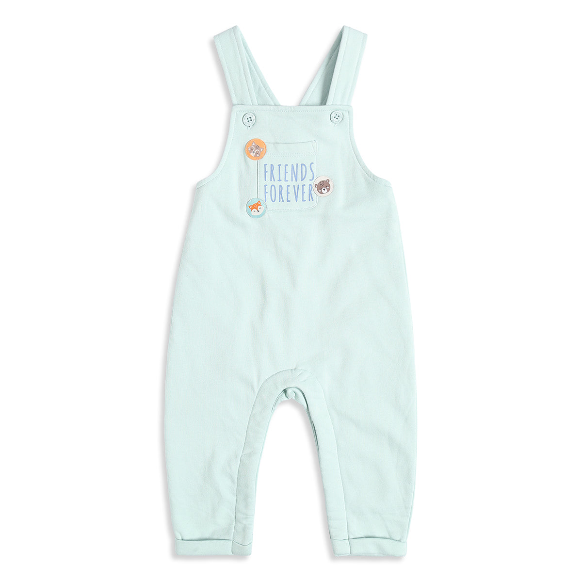 Baby Boys Mint Green and Cream Animal Printed T-Shirt and Dungaree Set Regular Fit Casual Wear
