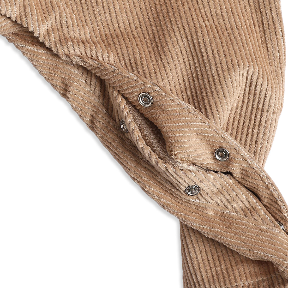 Baby Boys Beige Corduroy Dungaree with White & Beige Striped Full Sleeves T-Shirt Casual Outfit Set