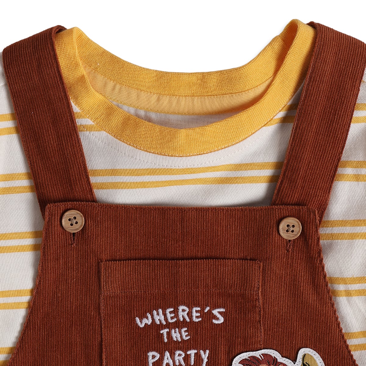 Baby Boys Brown Cotton Dungaree Set Regular Fit Casual Wear