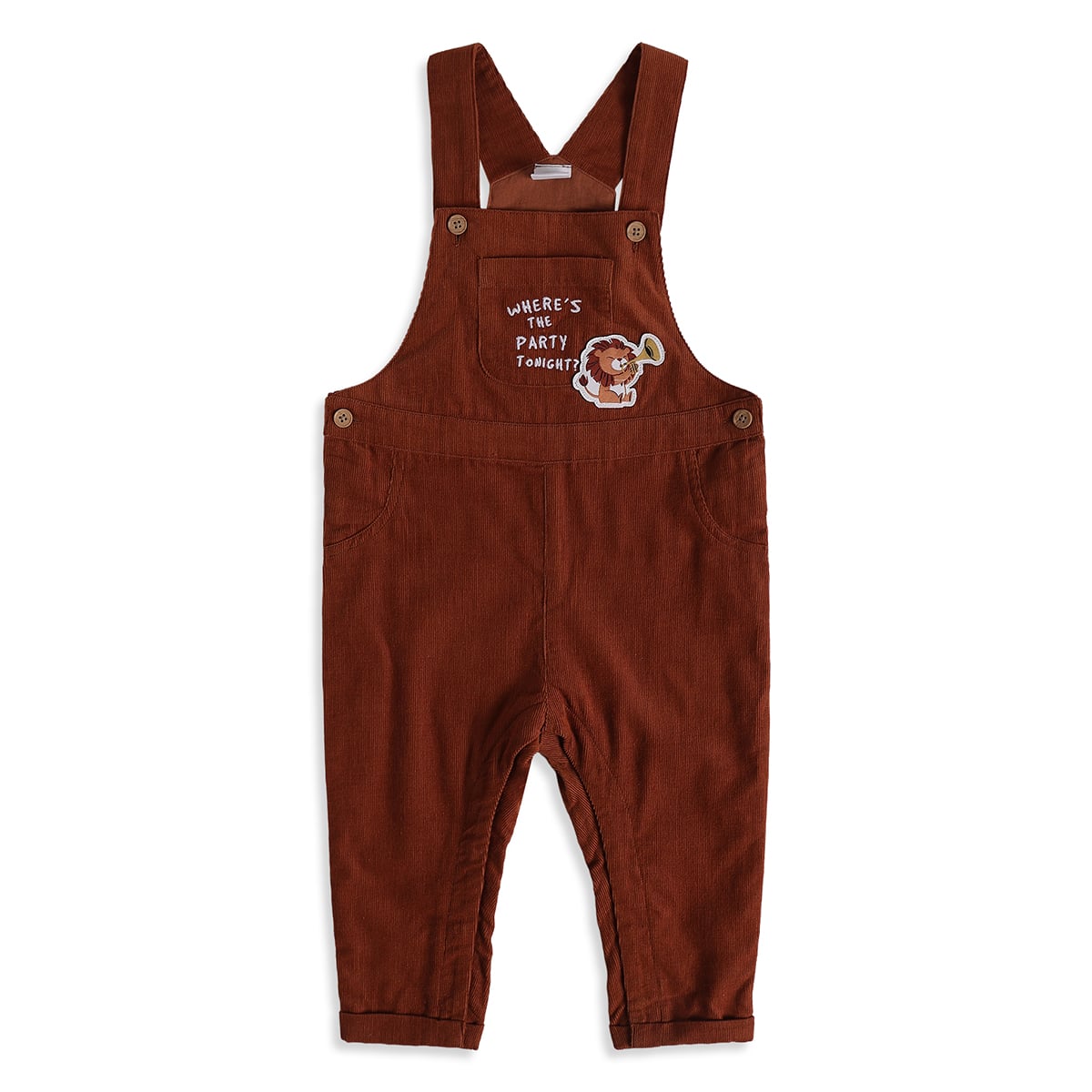 Baby Boys Brown Cotton Dungaree Set Regular Fit Casual Wear