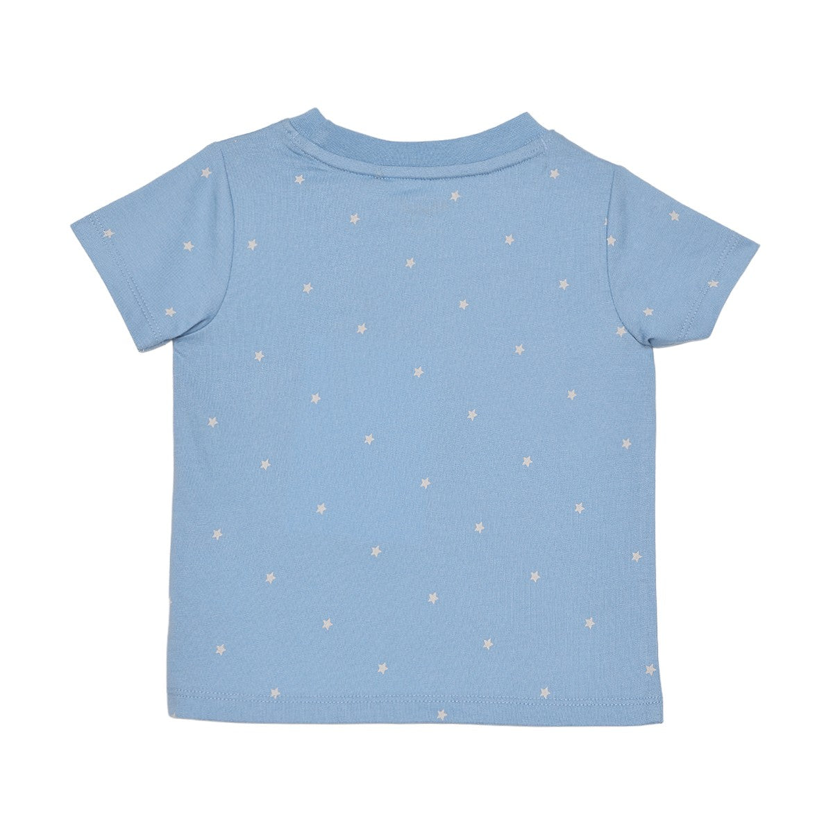 Baby Boys Brown And Blue Cotton Star Printed Embroidered Dungaree Set Regular Fit Casual Wear