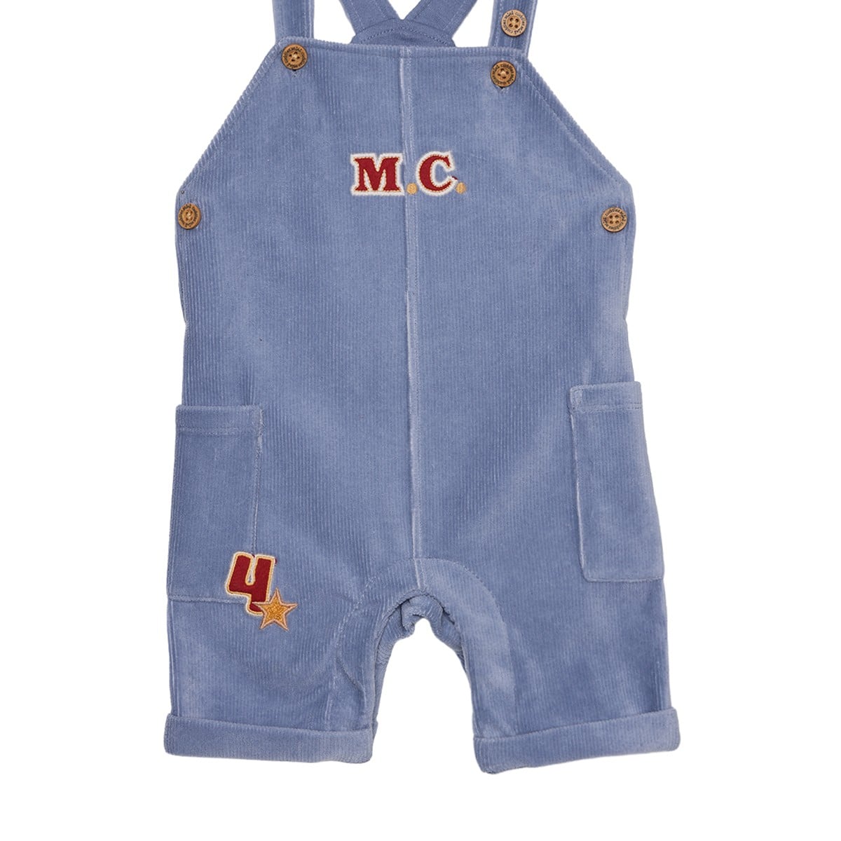 Baby Boys Blue Corduroy Dungaree And Bear Printed T-Shirt Set Pack Of 1 Regular Fit Casual Wear