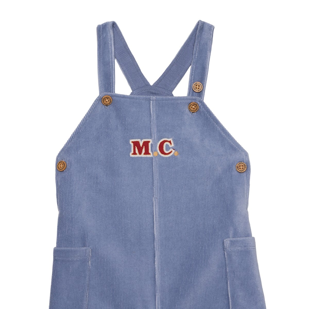 Baby Boys Blue Corduroy Dungaree And Bear Printed T-Shirt Set Pack Of 1 Regular Fit Casual Wear
